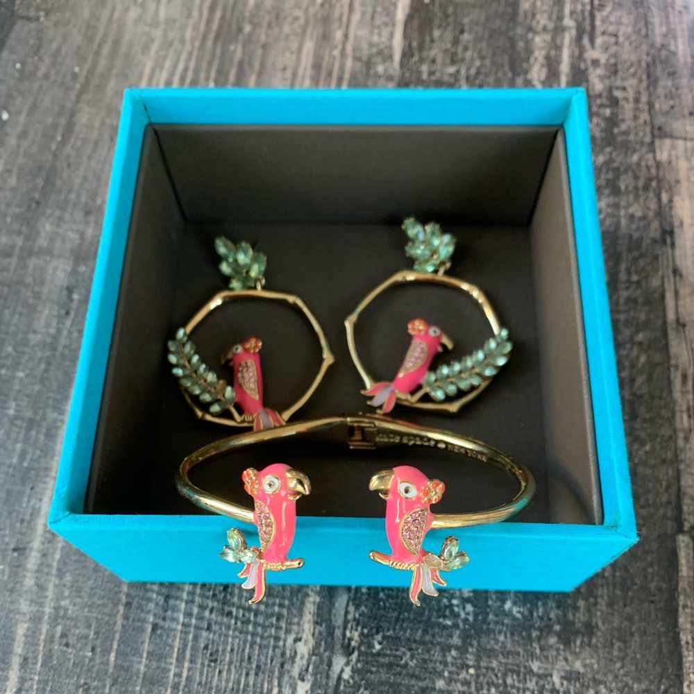 Kate Spade Gold hoop Earrings + gold cuff Bracelet